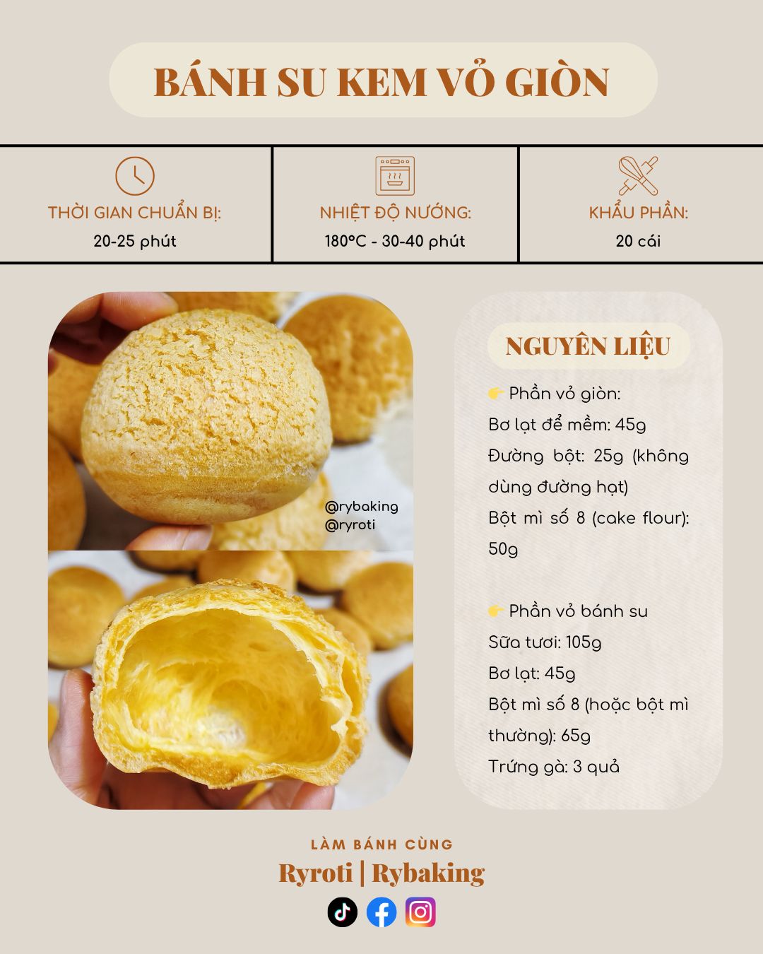 Hướng dẫn làm bánh su kem vỏ giòn tan, công thức chuẩn siêu ngon từ Ry